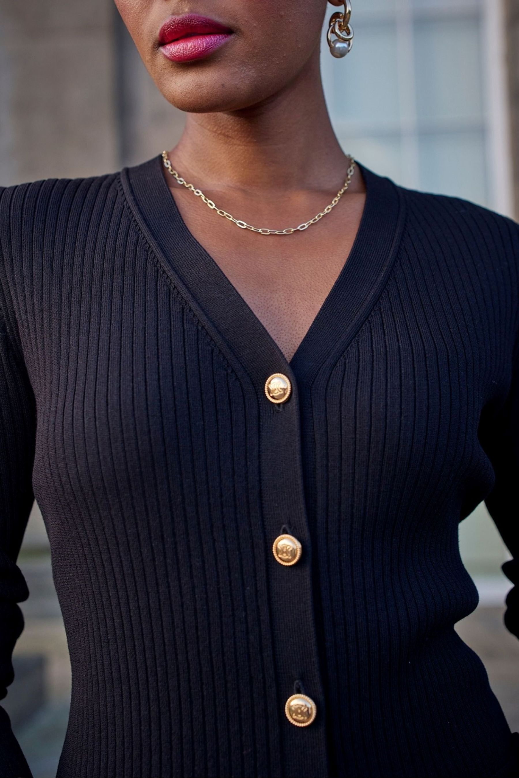 Buy Another Sunday Gold Button Through Rib Cardigan from Next Luxembourg