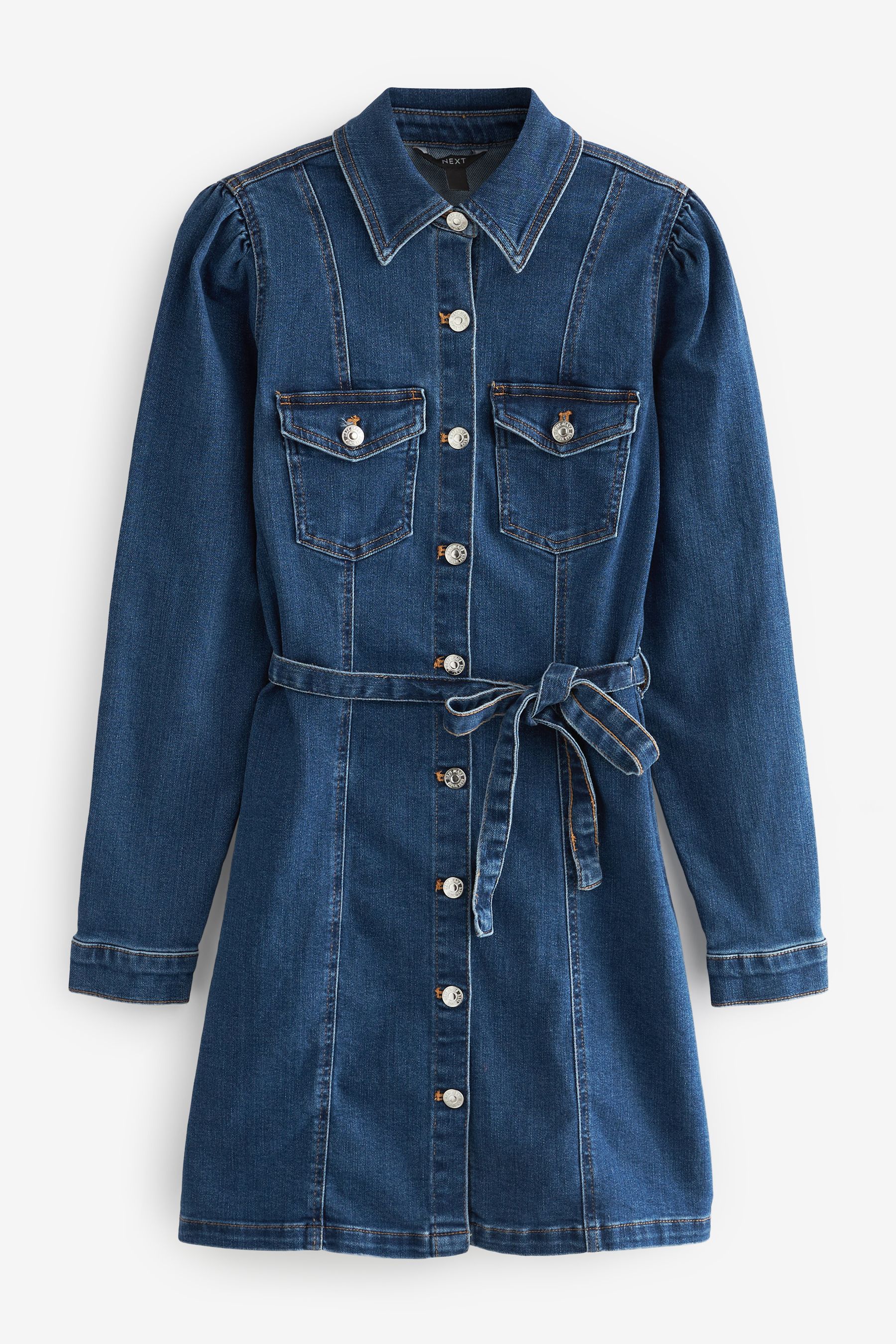 Buy Mid Blue Denim Shirt Dress from Next Luxembourg