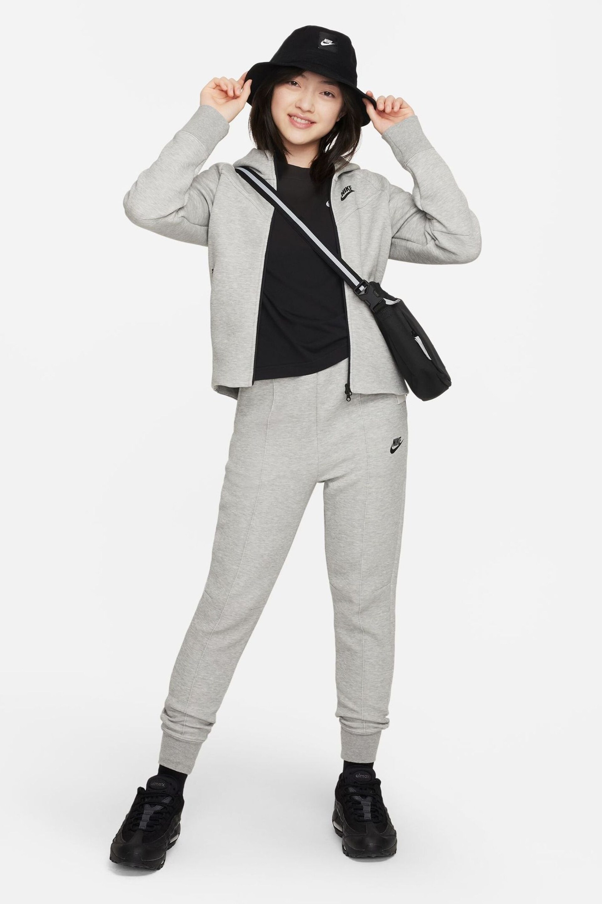 Nike Grey Tech Fleece Zip Through Hoodie - Image 3 of 7