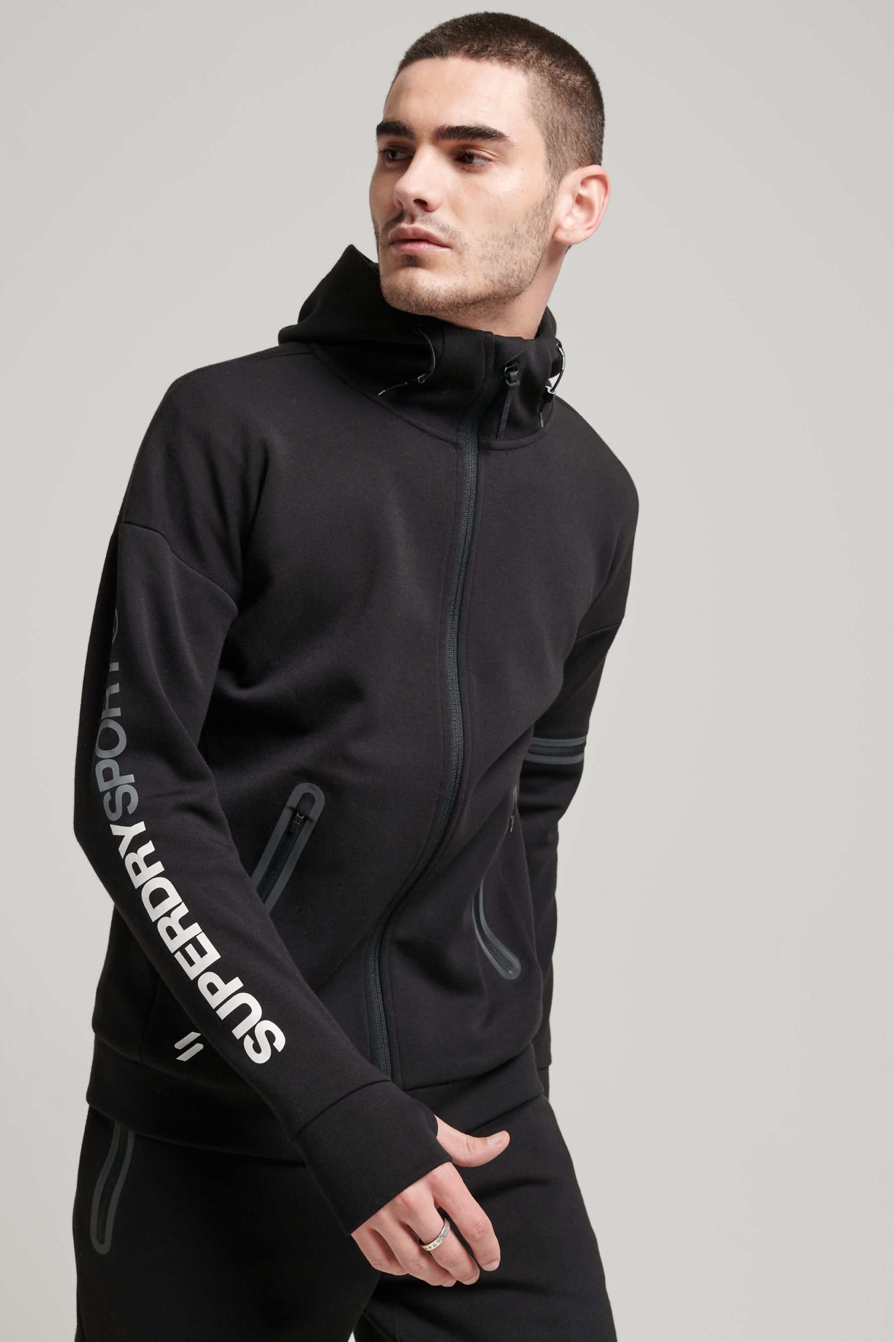 Buy Superdry Black Sport Gymtech Zip Hoodie from Next Latvia