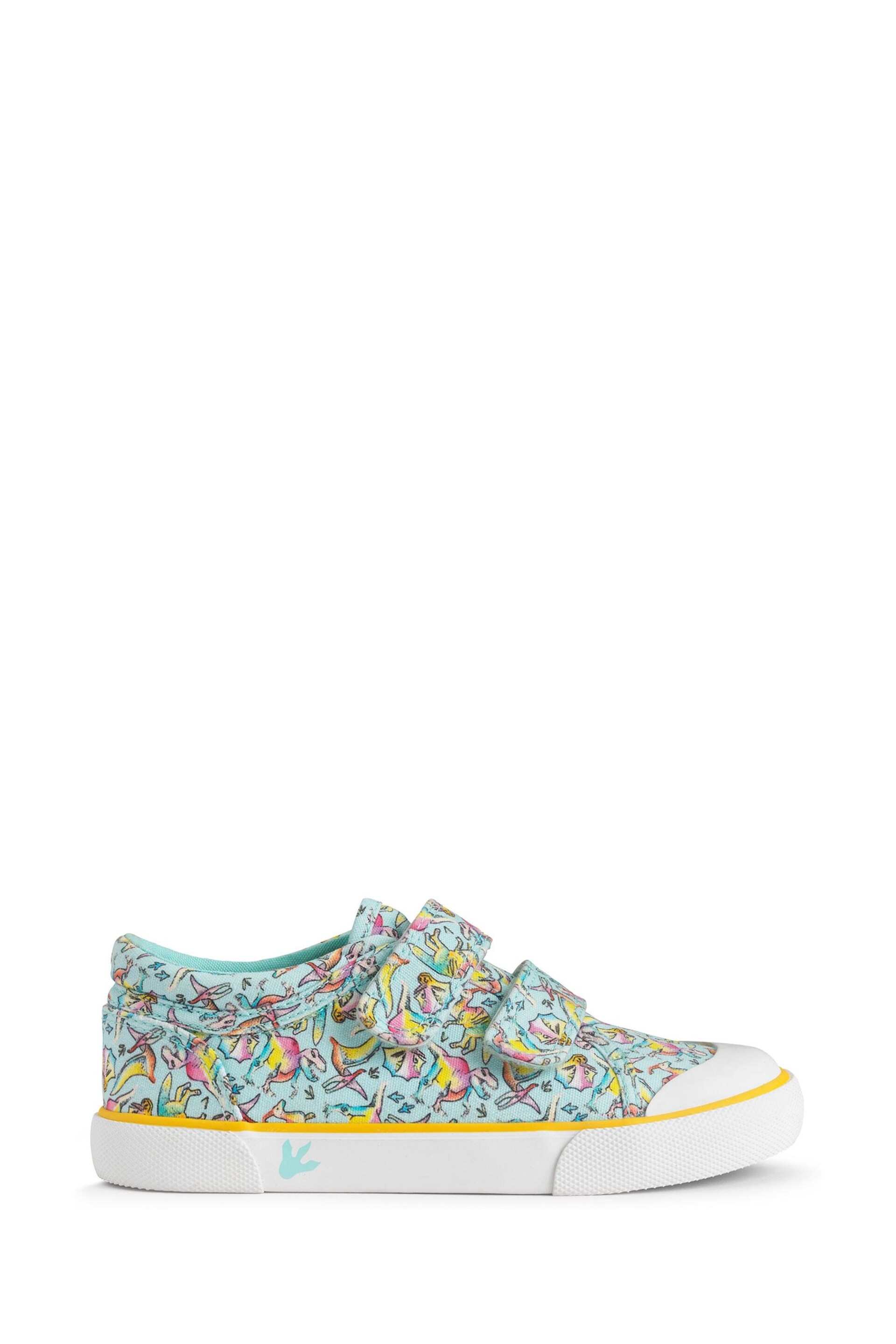 Start-Rite Blue Dino-Mite Canvas Dinosaur Print Riptape Trainers - Image 2 of 5