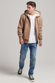 Superdry Brown Essential Borg Lined Zip Hoodie - Image 4 of 8