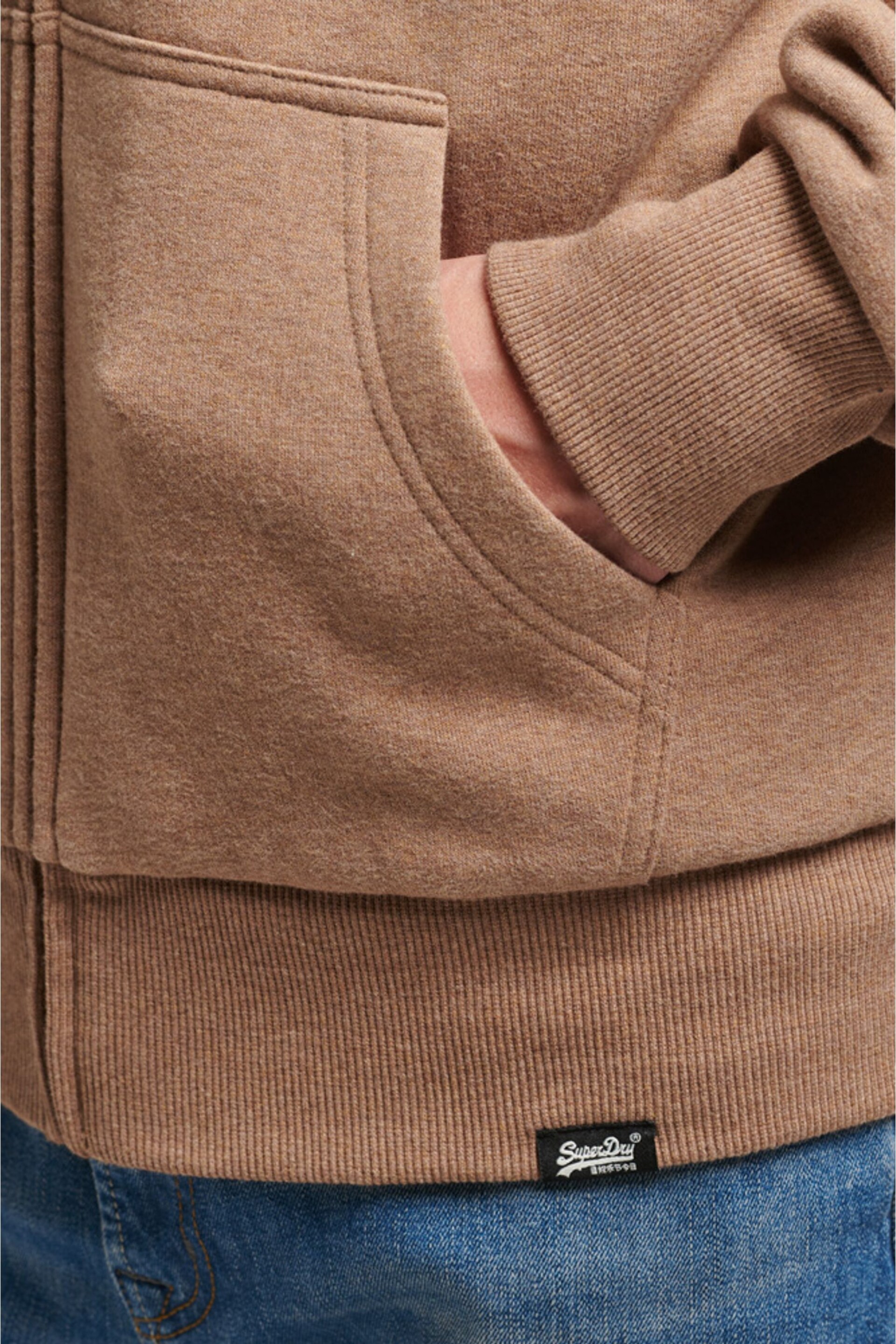 Superdry Brown Essential Borg Lined Zip Hoodie - Image 7 of 8