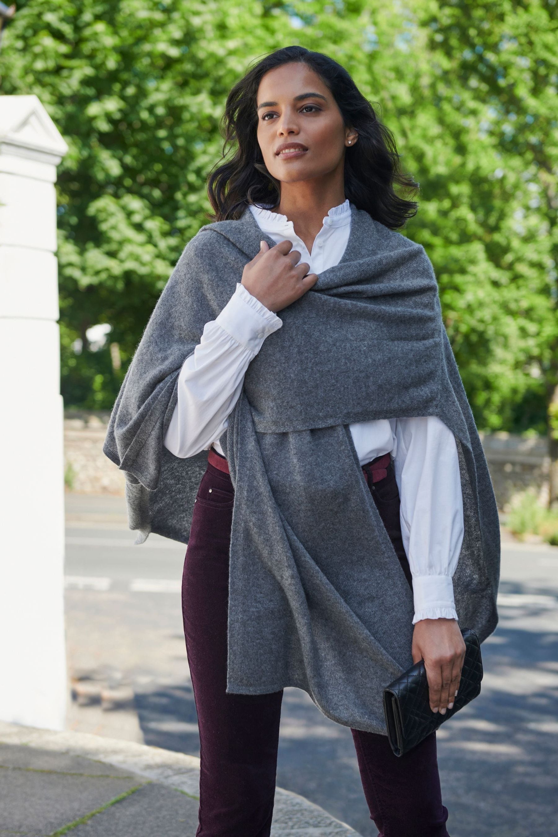 Buy Pure Collection Grey Gassato Cashmere Knitted Wrap from the Next UK online shop