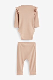 Rust Brown 6 Pack Baby Frill Bodysuit and Leggings Set - Image 2 of 2