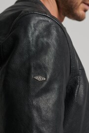 Superdry Black Heritage Leather Sports Racer Jacket - Image 6 of 8