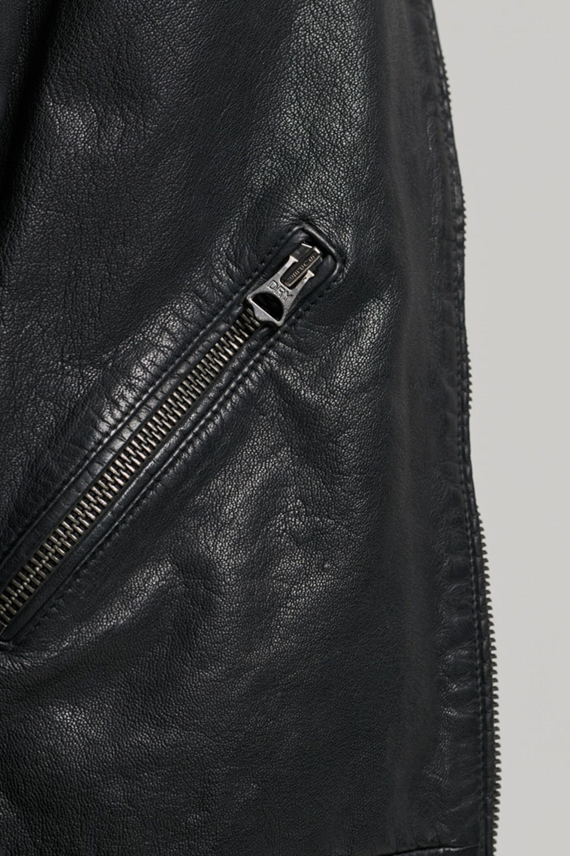 Superdry Black Heritage Leather Sports Racer Jacket - Image 8 of 8
