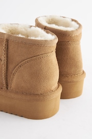 Tan Brown Flatform Mini Warm Lined Water Repellent Suede Pull-On Boots - Image 5 of 8