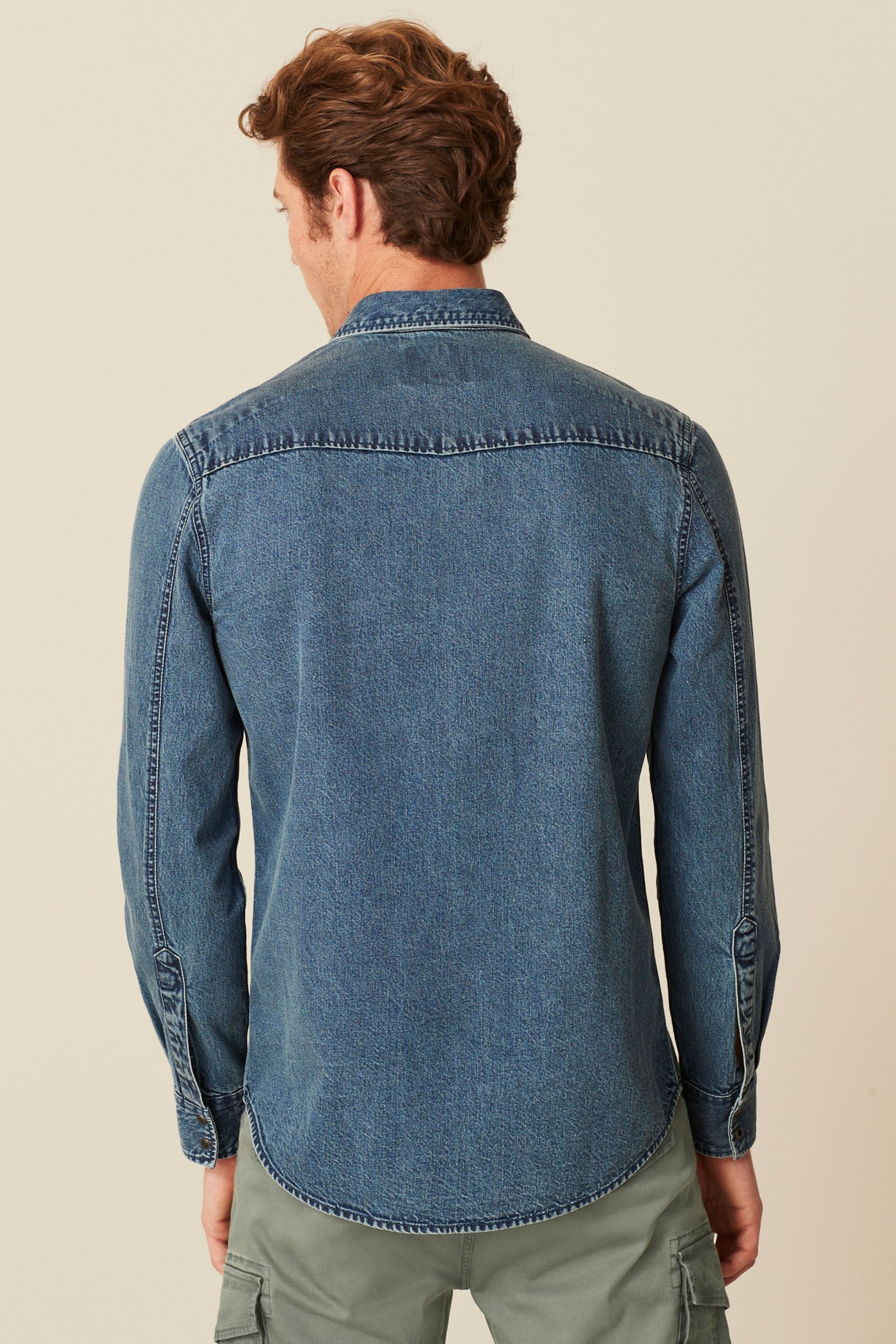 Blue Denim Twin Pocket Long Sleeve Shirt - Image 3 of 8