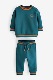 Paul Smith Baby Boys Teal  'Happy' Sweat Top and Jogger Set - Image 1 of 4