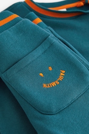 Paul Smith Baby Boys Teal  'Happy' Sweat Top and Jogger Set - Image 4 of 4