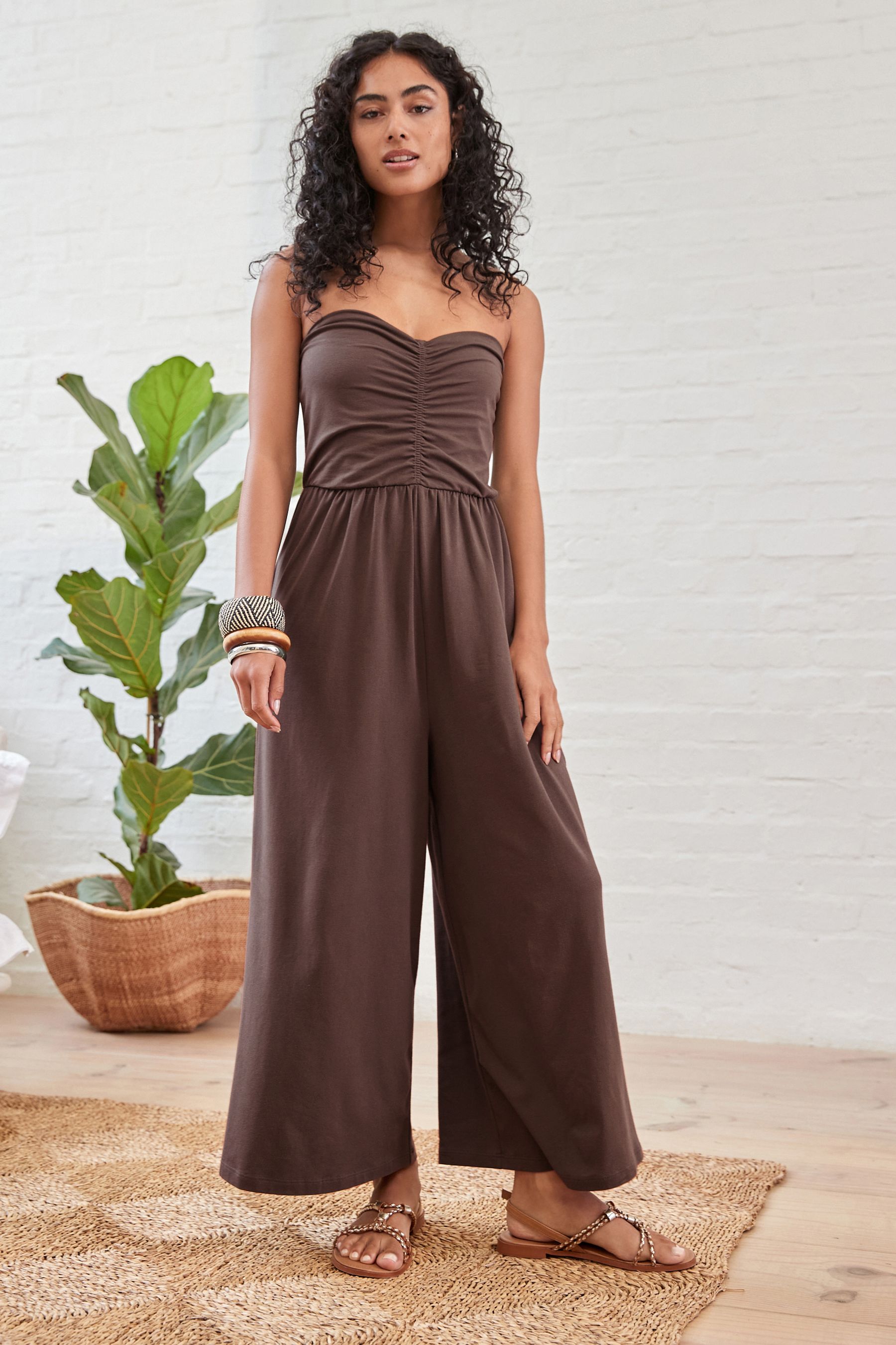 Acheter Marron chocolat Combinaison jupe culotte bandeau en jersey from Next Luxembourg