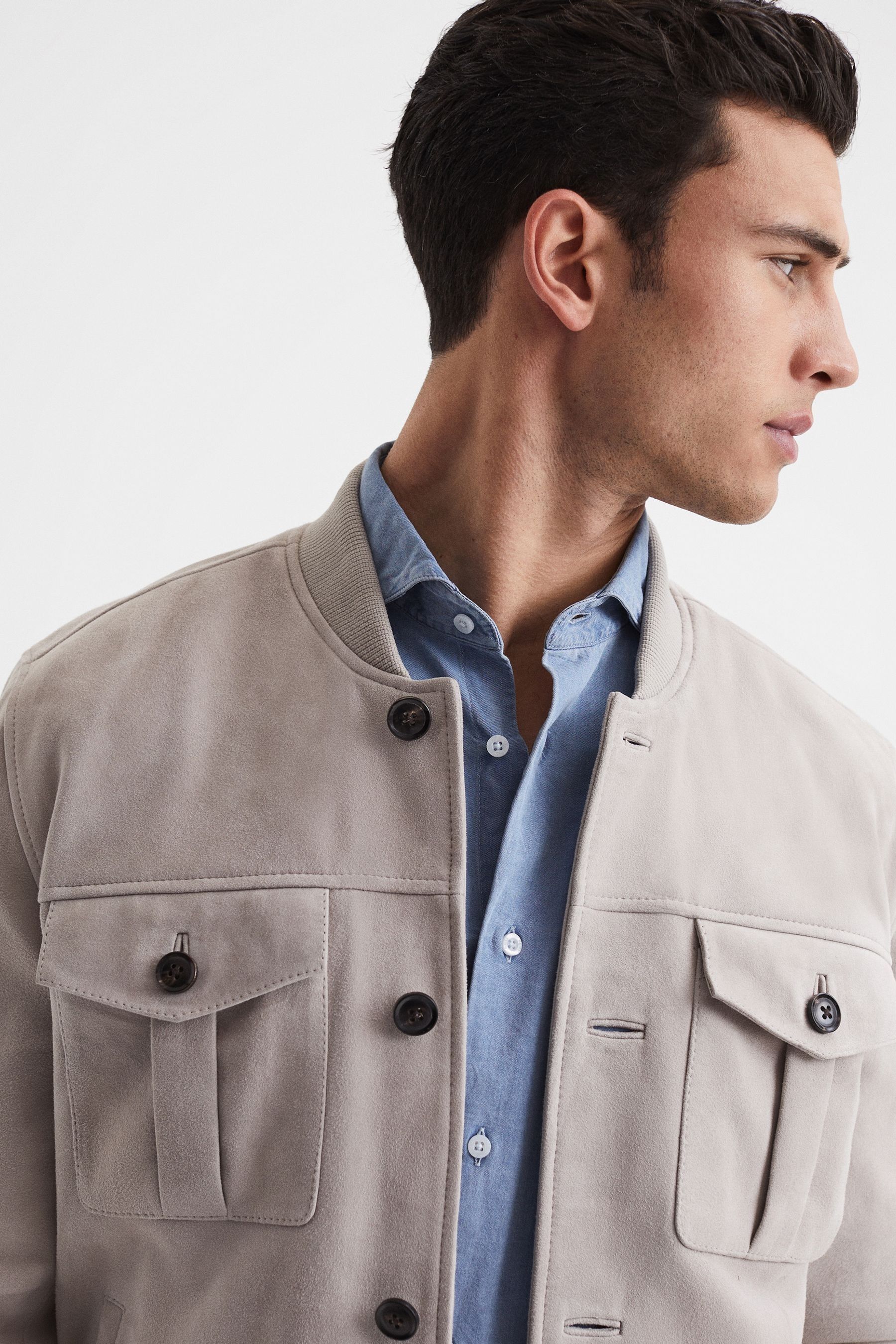 Reiss suede shirt clearance