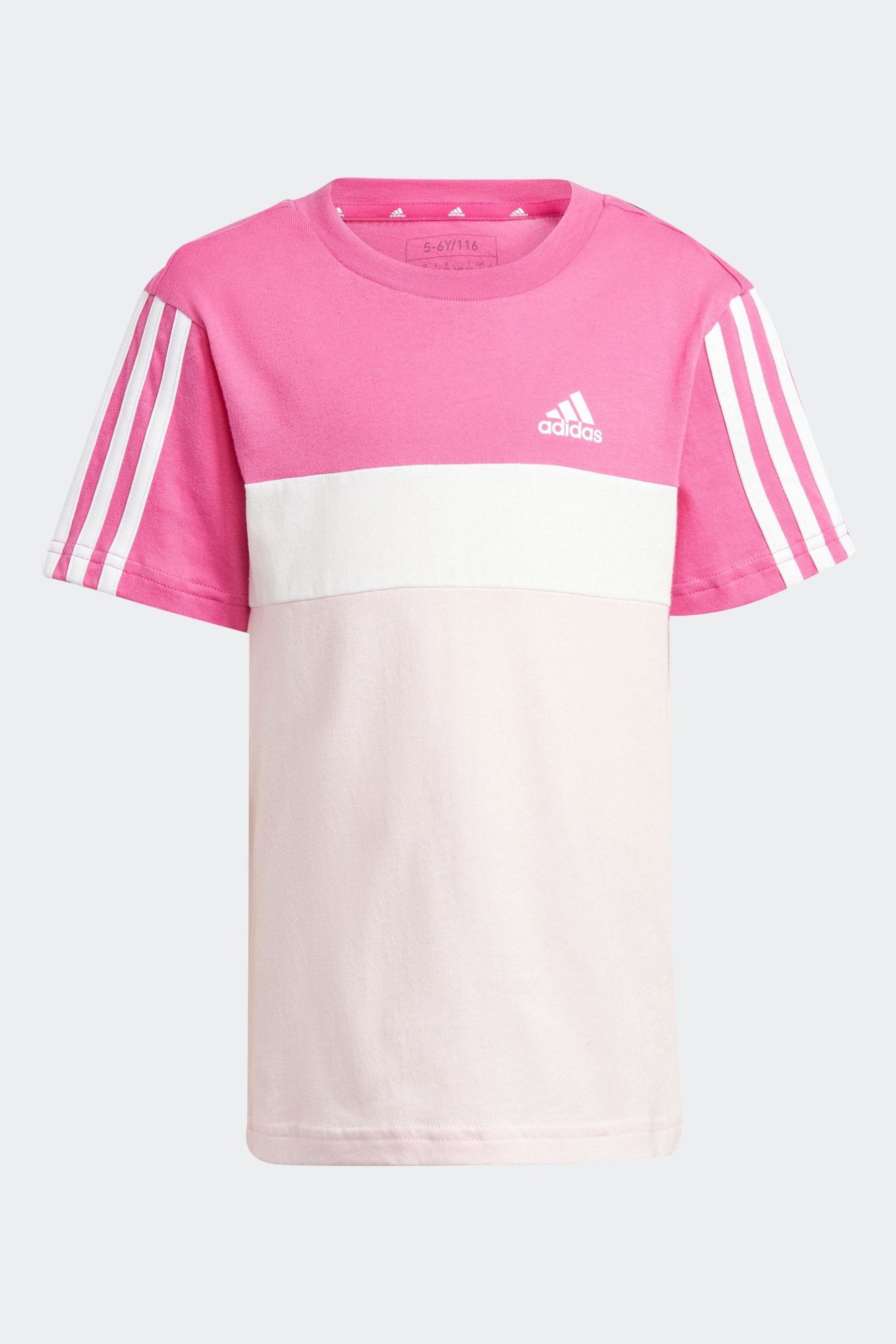 Buy adidas Pink adidas Kids Tiberio 3 Stripes Colorblock 100 Cotton T Shirt from Next Luxembourg