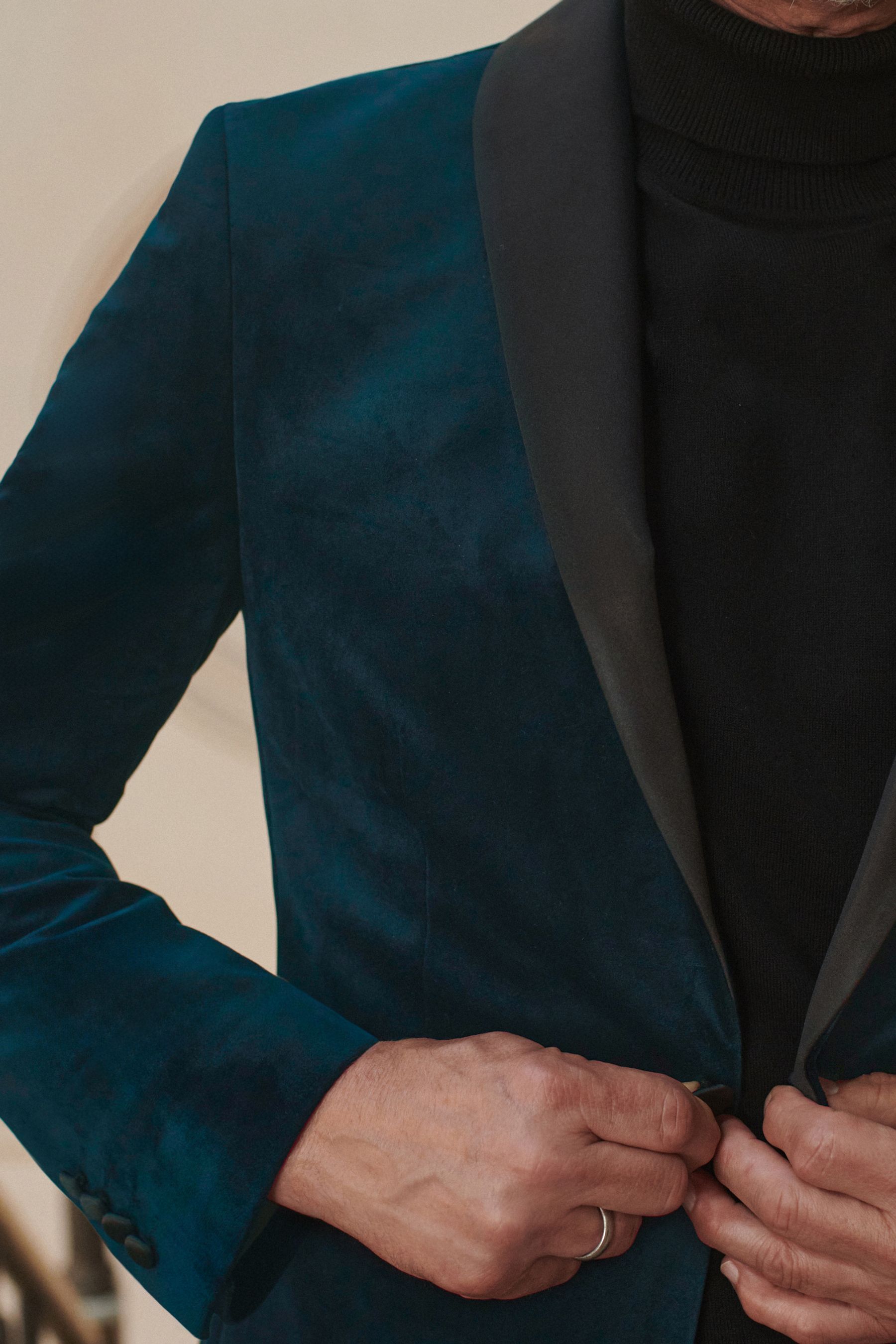 Teal velvet jacket mens best sale
