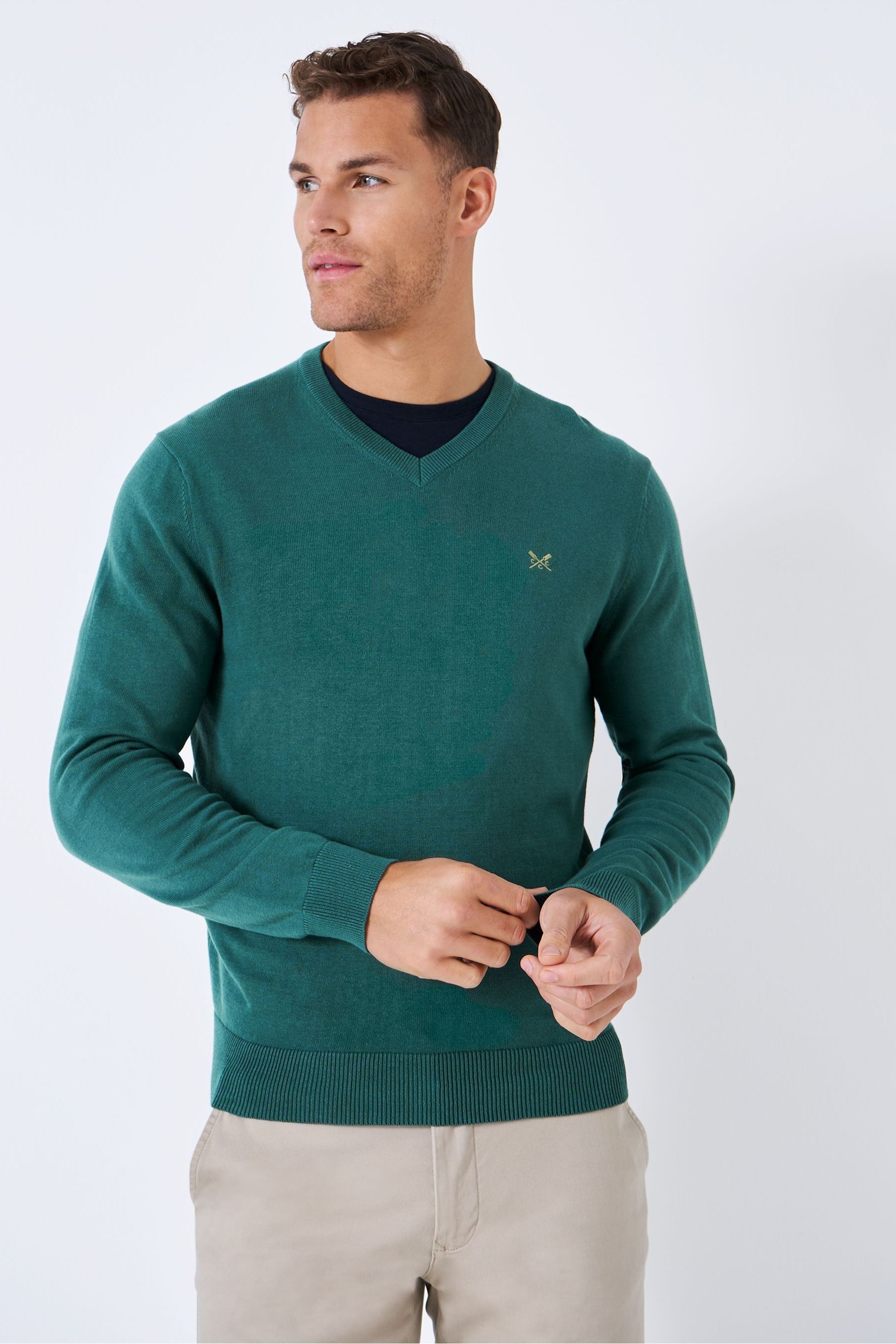 Buy Crew Clothing Company Jade Green Cotton Classic Jumper from Next Luxembourg