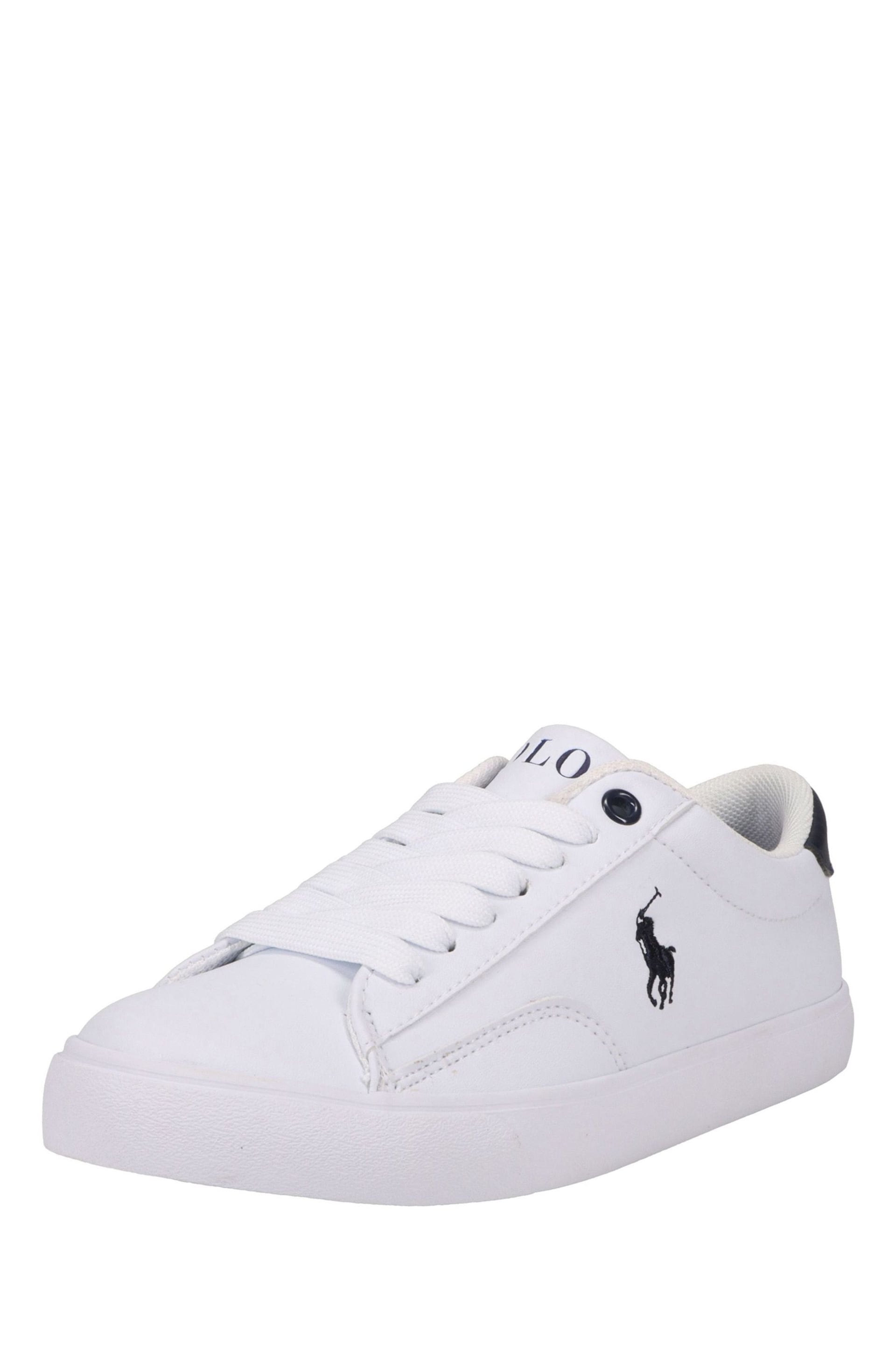 Polo Ralph Lauren White and Navy Blue Theron V Logo Trainers - Image 1 of 4
