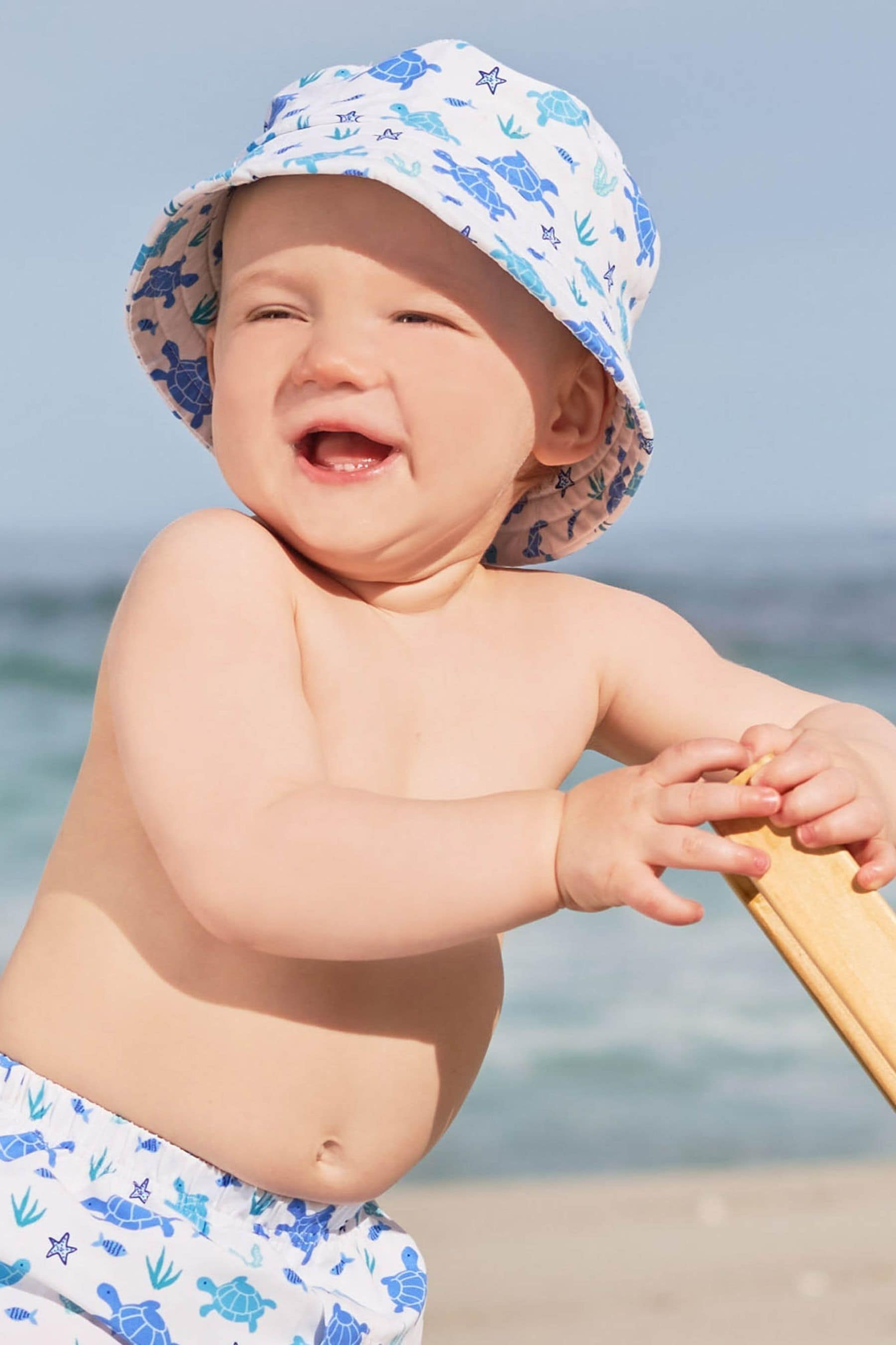 Baby JoJo Maman Bebe Blue Turtle UPF 50 Bucket Hat