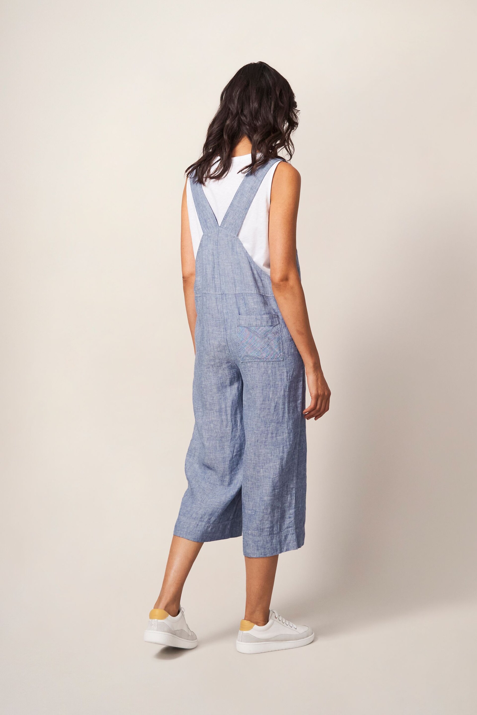 White Stuff Blue Viola Linen Dungarees - Image 2 of 6