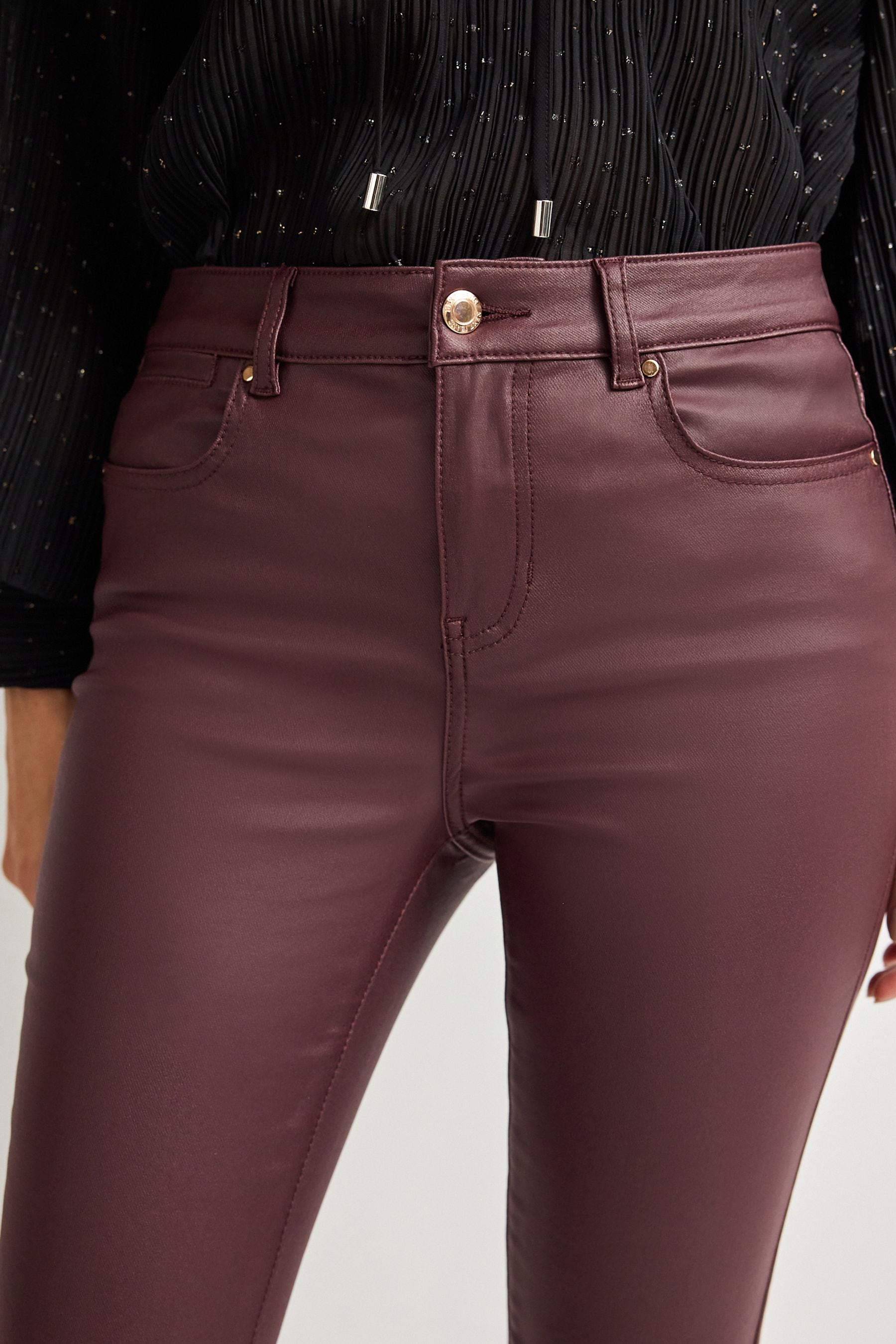 Red coated skinny jeans cheap