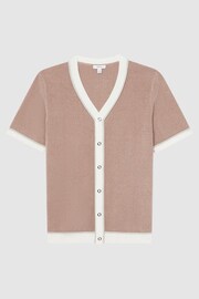 Reiss Champagne Striker Chenille Press Stud V-Neck Shirt - Image 2 of 5