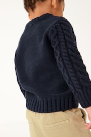 Navy Blue Cable Crew Jumper (3mths-7yrs) - Image 3 of 6