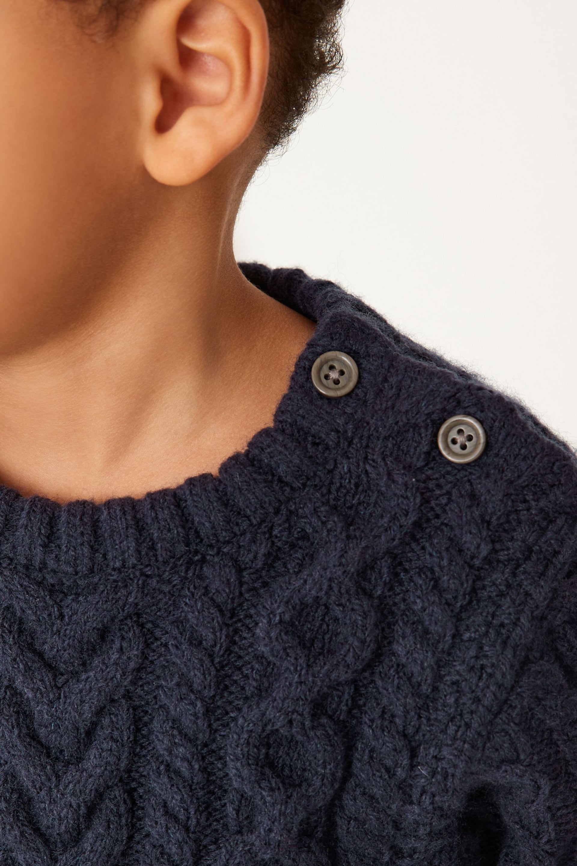 Navy Blue Cable Crew Jumper (3mths-7yrs) - Image 4 of 6