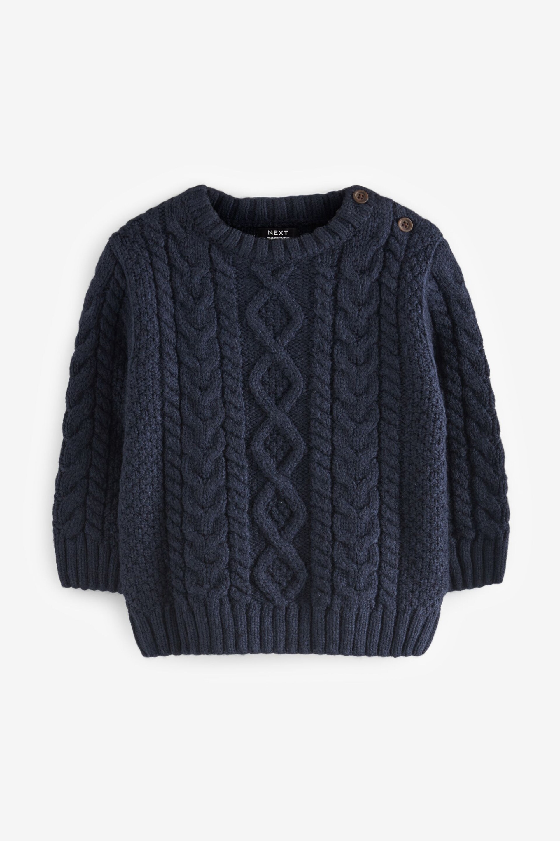 Navy Blue Cable Crew Jumper (3mths-7yrs) - Image 5 of 6