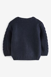 Navy Blue Cable Crew Jumper (3mths-7yrs) - Image 6 of 6
