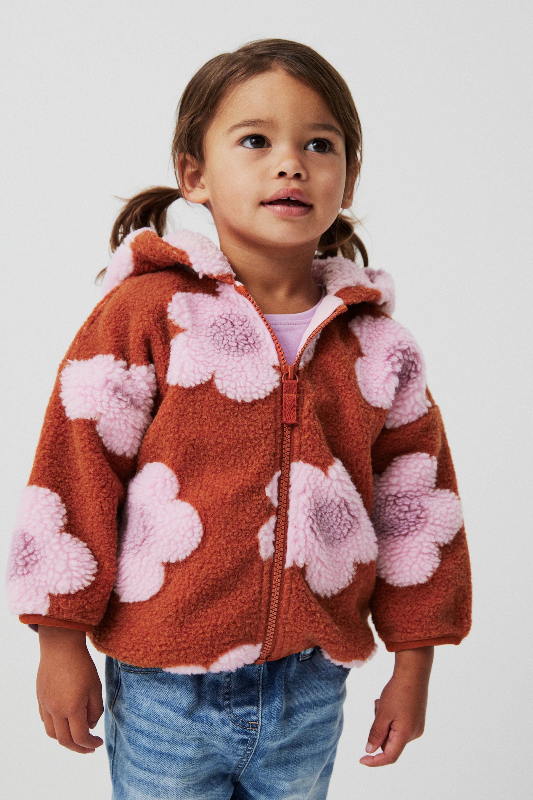 Rust oversized borg zip through teddy jacket sale