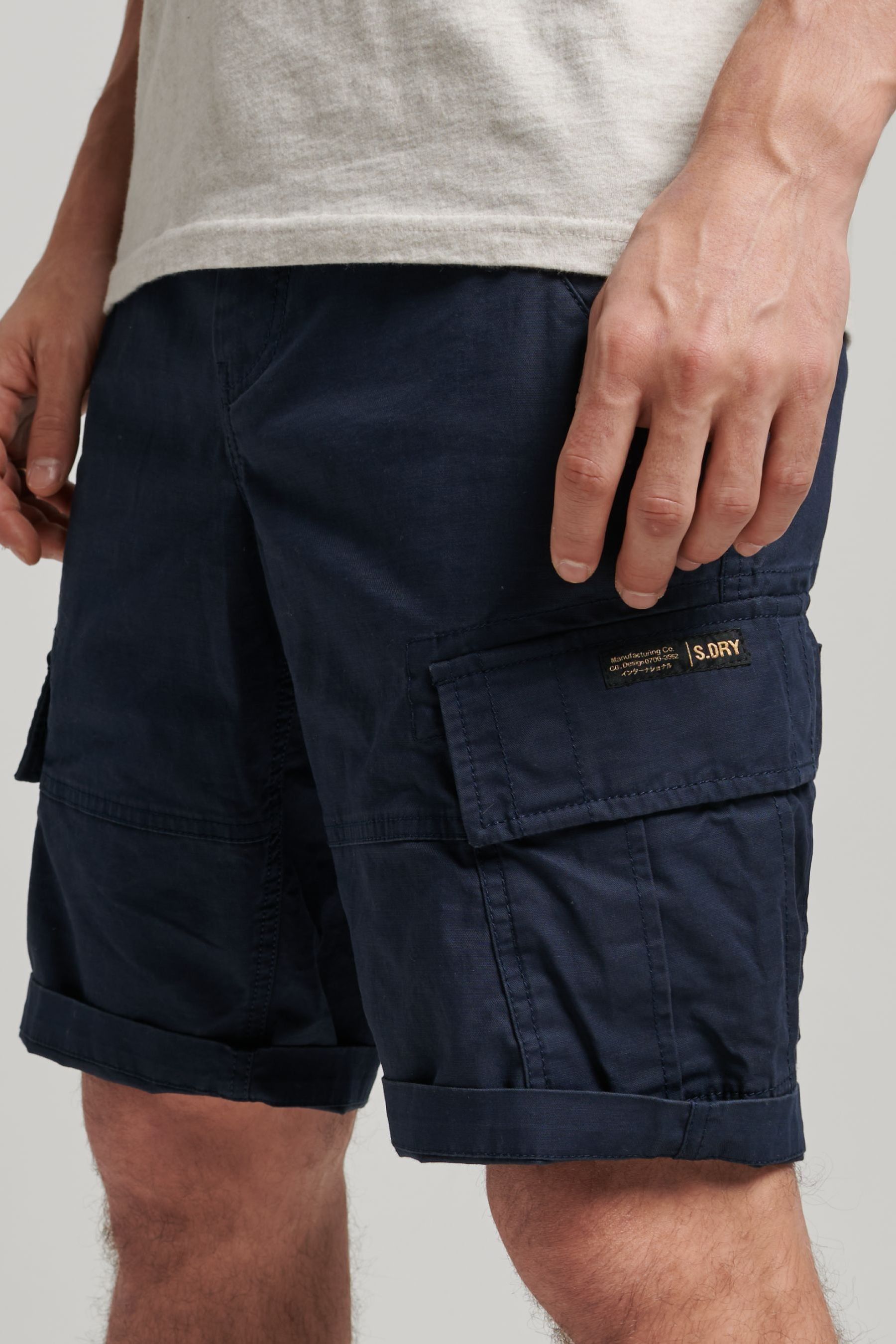 Superdry Navy 100 Cotton Vintage Logo Cargo Shorts