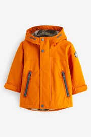 Orange Waterproof Teddy Borg Fleece Lined Coat (3mths-7yrs) - Image 5 of 7