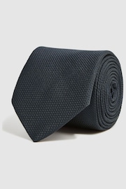 Reiss Navy Ceremony Textured Silk-Blend Tie - Image 3 of 5