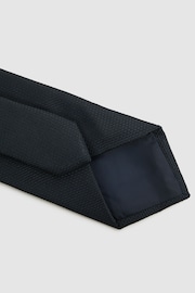 Reiss Navy Ceremony Textured Silk-Blend Tie - Image 4 of 5