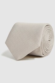 Reiss Champagne Ceremony Textured Silk Tie - Image 3 of 5