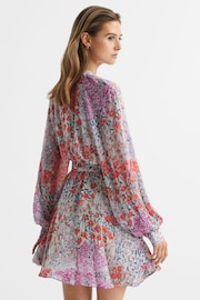 Reiss Coral/White Kiera Floral Printed Mini Dress - Image 5 of 5