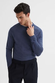 Reiss Airforce Blue Tinto Merino Silk Knitted Jumper - Image 1 of 6