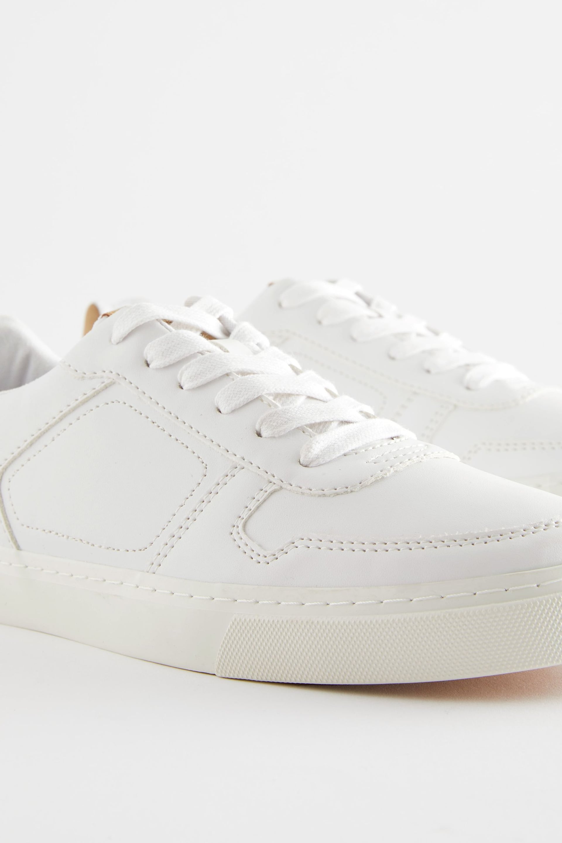 White Lace Up Low Trainers - Image 4 of 6