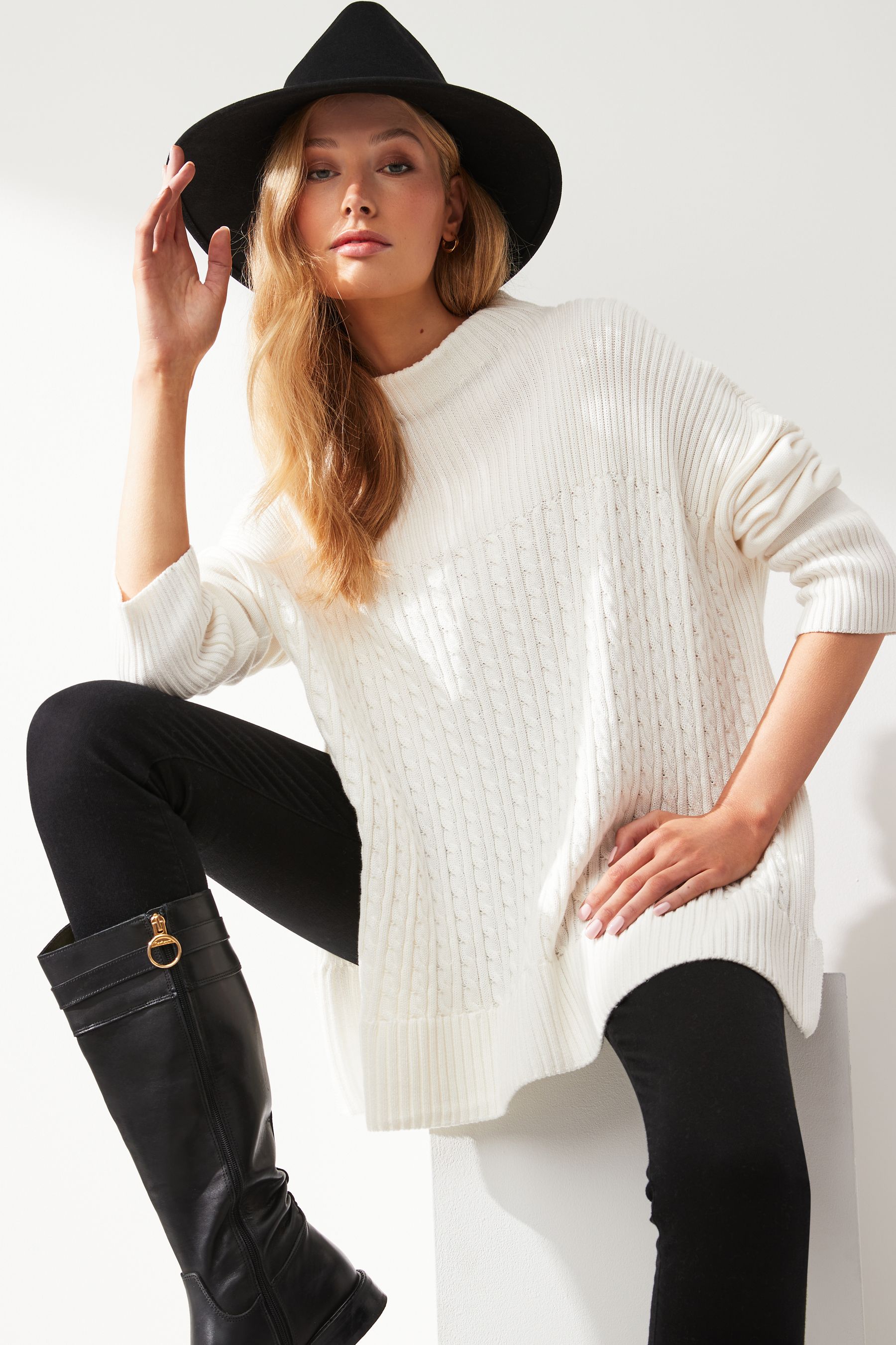 White jumper with cape on sale