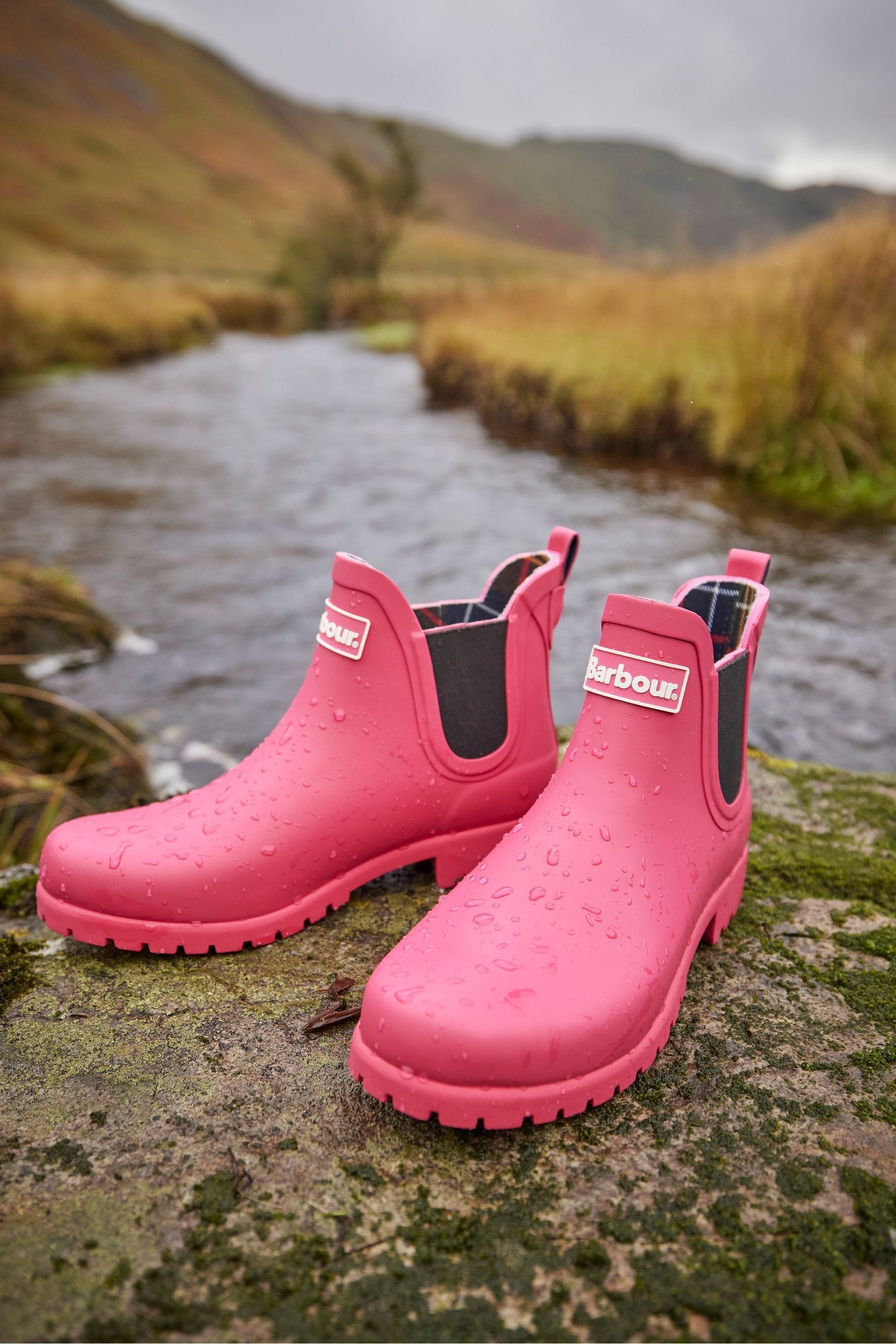 Pink barbour wellies hotsell
