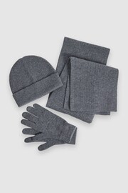 Reiss Charcoal Chesterfield Gs Merino Wool Hat, Scarf, and Gloves Set - Image 4 of 7