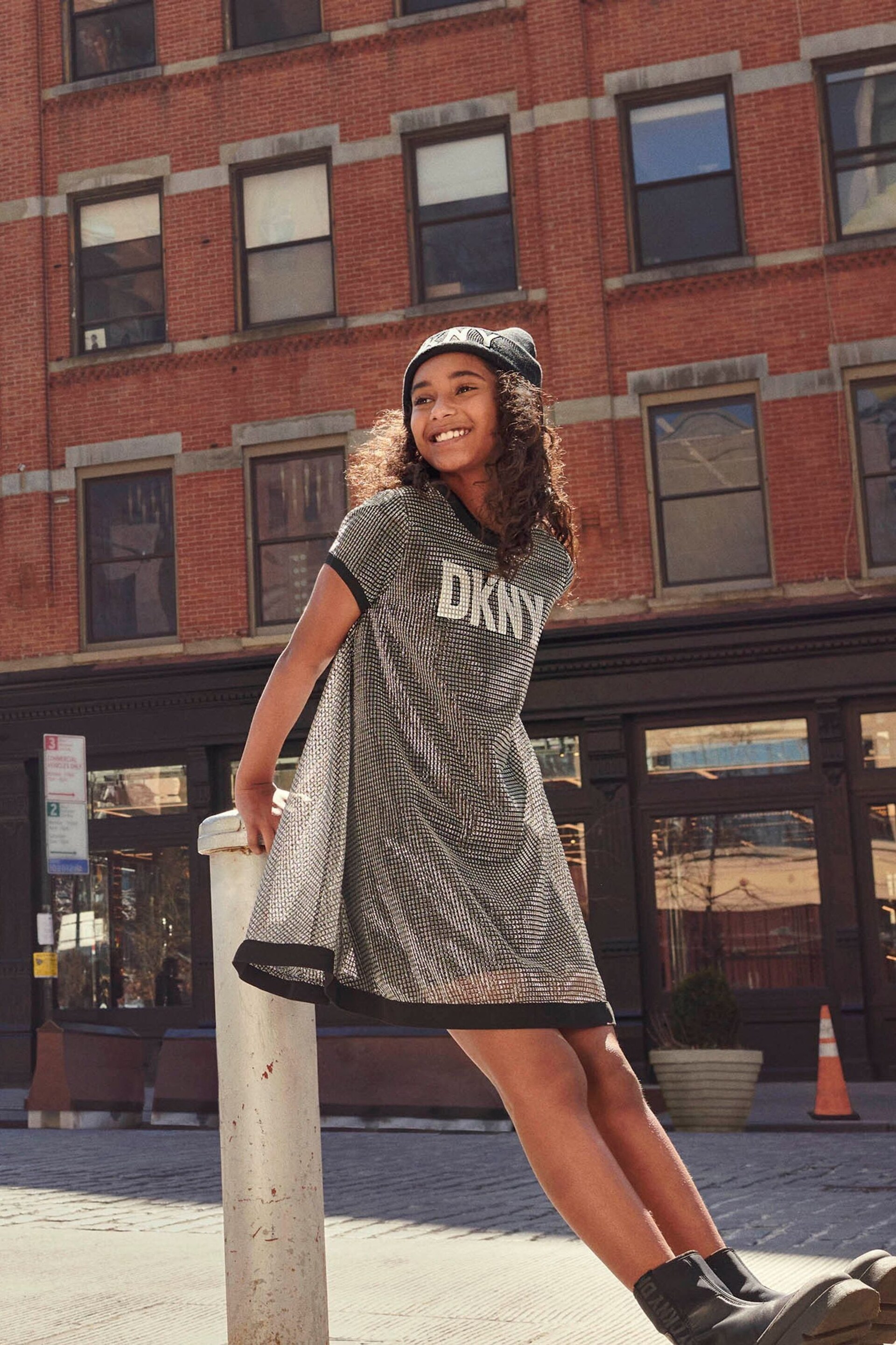 DKNY Silver 2-In-1 Layered Logo Dress - Image 1 of 4