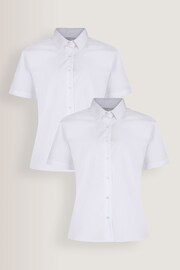 Trutex Girls 2 Pack Short Sleeve Non Iron White School Shirts - Image 1 of 5