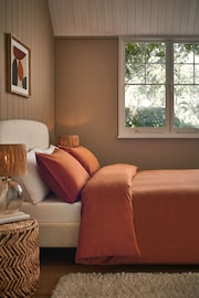 Rust Orange 100% Cotton Supersoft Brushed Plain Duvet Cover And Pillowcase Set - Image 2 of 4