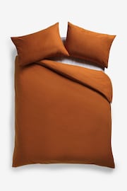 Rust Orange 100% Cotton Supersoft Brushed Plain Duvet Cover And Pillowcase Set - Image 4 of 5