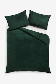 Green Teddy Borg Fleece Duvet Cover And Pillowcase Set - Image 4 of 5