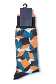 Duchamp Mens Blue 2 Pairs Gift Set Cube Socks - Image 3 of 5