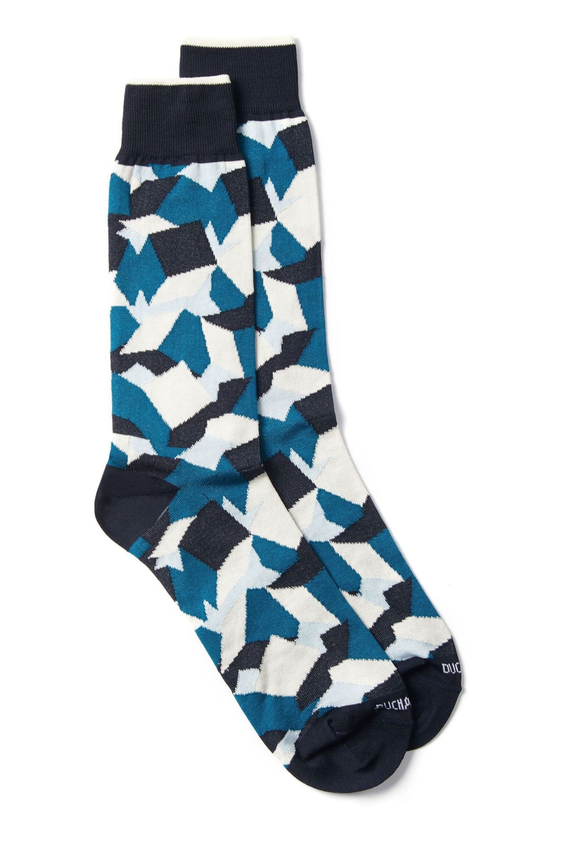 Duchamp Mens Blue 2 Pairs Gift Set Cube Socks - Image 5 of 5