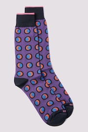 Duchamp Mens Purple Disc Socks - Image 1 of 3