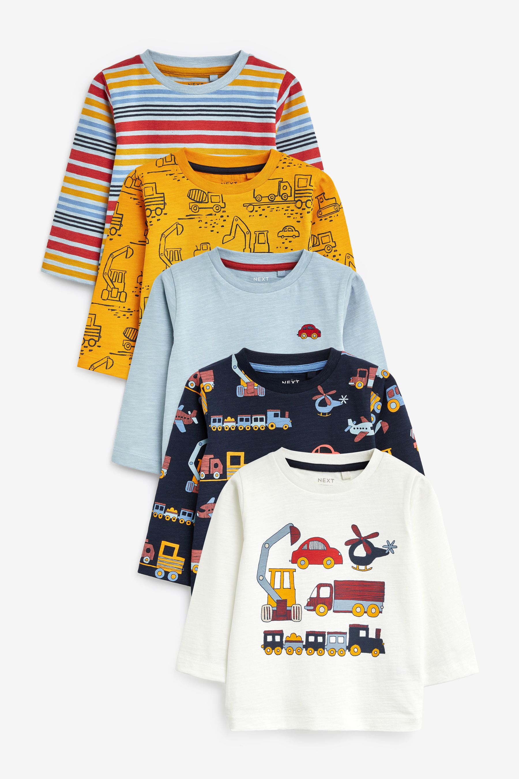 Buy Blue Yellow Transport Long Sleeve T Shirts 5 Pack 3mths 7yrs from Next Germany